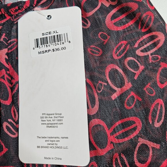 bebe Mesh Cami and Short Lingerie Sleepwear 2 Piece Set, Logo Print, X-Large - Picture 8 of 13